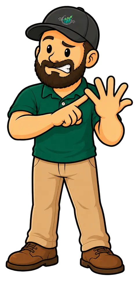 Digi Dude counting on his fingers, exasperated